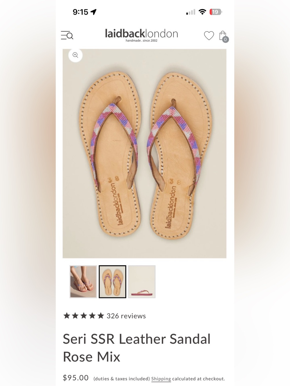 Laidback London Seri SSR Leather Sandal in Rose Mix